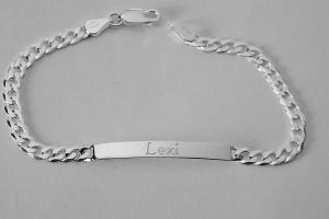 Custom Engraved Personalized Sterling Silver Lightweight 8 Inch Slim ID Bracelet - Hand Engraved