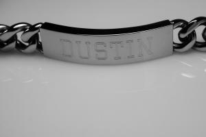 Personalized ID Bracelet Custom Engraved 8.5 Inch Solid Stainless Steel Designer ID Bracelet  - Hand Engraved