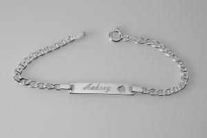 Custom Engraved ID Bracelet Personalized Sterling Silver 6 Inch Childs Size Anchor Link ID Bracelet - Hand Engraved