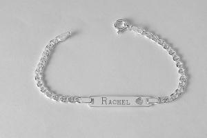 Custom Engraved ID Bracelet Personalized Sterling Silver 6 Inch Childs Size Anchor Link ID Bracelet - Hand Engraved