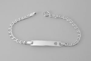 Custom Engraved ID Bracelet Personalized Sterling Silver 6 Inch Childs Size Anchor Link ID Bracelet - Hand Engraved