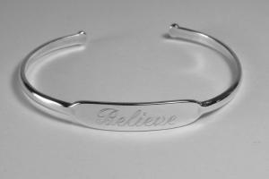 Custom Engraved Name Bracelet Personalized Sterling Silver Cuff Style Name or Initial - Hand Engraved