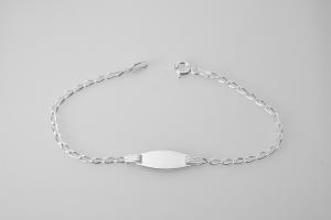 Custom Engraved Personalized Petite 7 Inch Sterling Silver Oval Curb Link ID Bracelet - Hand Engraved