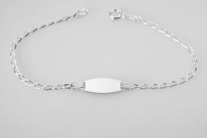 Custom Engraved Personalized Petite 7 Inch Sterling Silver Oval Curb Link ID Bracelet - Hand Engraved