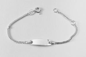 Custom Engraved Personalized Petite 5 to 5.5 Inch Childs Sterling Silver Cable Chain ID Bracelet - Hand Engraved
