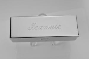 Engraved Lipstick Case Custom Personalized Nickel Plated Single Lipstick Case with Mirror - Hand Engraved