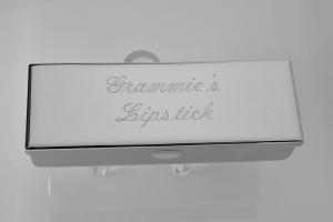 Engraved Lipstick Case Custom Personalized Nickel Plated Single Lipstick Case with Mirror - Hand Engraved