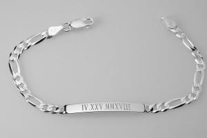 Custom Engraved Personalized Sterling Silver 8 Inch ID Bracelet - Hand Engraved