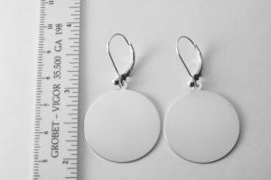 Engraved Monogram Earrings Personalized Sterling Silver One Inch Round Lever Back - Hand Engraved