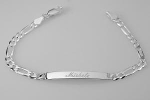 Custom Engraved Personalized Sterling Silver 8 Inch ID Bracelet - Hand Engraved