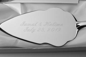 Wedding Cake Server Set Custom Engraved Personalized Serving Set - Hand Engraved