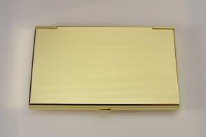 Custom Engraved Personalized Golden Business Card Case with Ribbed Design -Hand Engraved
