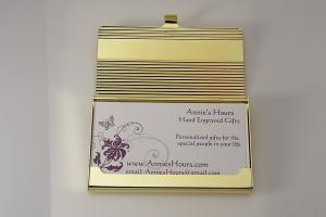 Custom Engraved Personalized Golden Business Card Case with Ribbed Design  -Hand Engraved