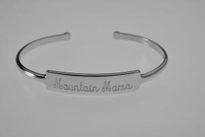 Custom Engraved Name Bracelet Personalized Sterling Silver Cuff Style Name or Initial - Hand Engraved