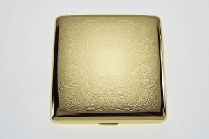 Personalized Golden Kings Cigarette Case Custom Engraved Double Sided Scroll Design -Hand Engraved