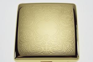 Personalized Golden Kings Cigarette Case Custom Engraved Double Sided Scroll Design -Hand Engraved
