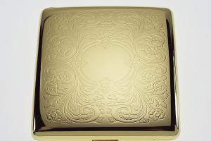 Personalized Golden Kings Cigarette Case Custom Engraved Double Sided Scroll Design  -Hand Engraved