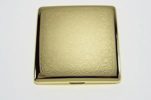 Personalized Golden Kings Cigarette Case Custom Engraved Double Sided Scroll Design -Hand Engraved