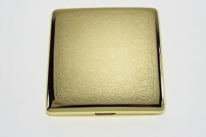 Personalized Golden Kings Cigarette Case Custom Engraved Double Sided Scroll Design  -Hand Engraved