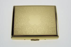 Cigarette Case Personalized Golden 100s Scrolling Design Custom Engraved Double Sided Case -Hand Engraved