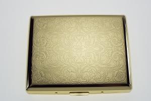 Cigarette Case Personalized Golden 100s Scrolling Design Custom Engraved Double Sided Case  -Hand Engraved