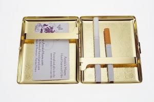 Cigarette Case Personalized Golden 100s Scrolling Design Custom Engraved Double Sided Case -Hand Engraved