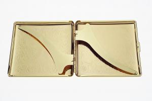Personalized Golden Kings Cigarette Case Custom Engraved Double Sided Scroll Design -Hand Engraved