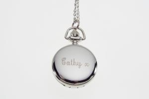 Personalized Pendant Watch Blue Butterfly with Music Design Custom Engraved Necklace Watch - Hand Engraved