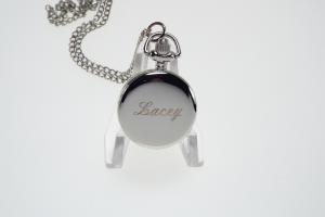 Personalized Pendant Watch Blue Butterfly with Music Design Custom Engraved Necklace Watch - Hand Engraved