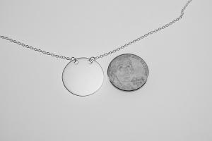 Monogram Necklace Sterling Silver Custom Engraved Personalized 7/8 Inch Round Disc with Adjustable Length Chain - Hand Engraved