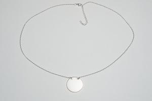 Monogram Necklace Sterling Silver Custom Engraved Personalized 7/8 Inch Round Disc with Adjustable Length Chain - Hand Engraved