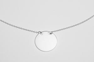 Monogram Necklace Sterling Silver Custom Engraved Personalized 7/8 Inch Round Disc with Adjustable Length Chain - Hand Engraved