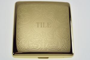 Personalized Golden Kings Cigarette Case Custom Engraved Double Sided Scroll Design  -Hand Engraved