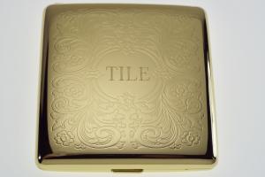 Personalized Golden Kings Cigarette Case Custom Engraved Double Sided Scroll Design -Hand Engraved