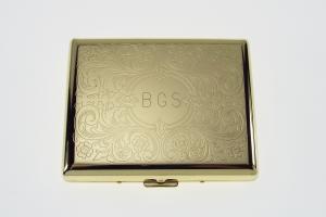 Cigarette Case Personalized Golden 100s Scrolling Design Custom Engraved Double Sided Case  -Hand Engraved