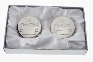Personalized Baby Round Keepsake Boxes Custom Engraved First Curl and First Tooth -  Hand Engraved