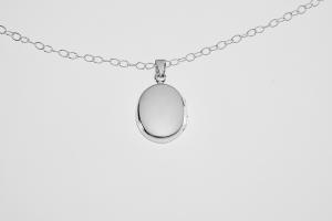 Personalized Oval Locket Custom Engraved Sterling Silver 5/8 Inch on 18 Sterling Silver Cable Chain - Hand Engraved