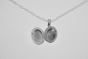 Personalized Oval Locket Custom Engraved Sterling Silver 5/8 Inch on 18 Sterling Silver Cable Chain - Hand Engraved