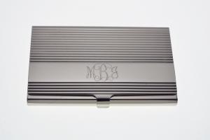 Custom Engraved Personalized Business Card Case with Ribbed Design  -Hand Engraved