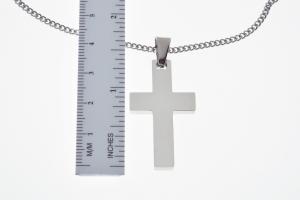 Personalized Custom Engraved Solid Stainless Steel Cross on Stainless Steel Curb Chain - Hand Engraved