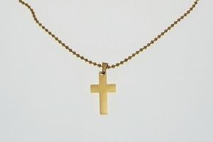 Personalized Custom Engraved Gold Plated Stainless Steel Cross Bead Chain or Curb Style Chain - Hand Engraved