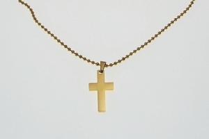 Personalized Custom Engraved Gold Plated Stainless Steel Cross Bead Chain or Curb Style Chain  - Hand Engraved