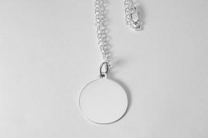 Personalized Jewelry Custom Engraved Sterling Silver Ornate Initial on Round Disc Necklace - Hand Engraved