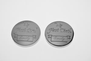 Personalized Baby Round Keepsake Boxes Custom Engraved First Curl and First Tooth - Hand Engraved