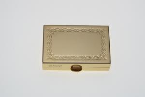 Custom Engraved Personalized Pill Box Small Rectangular Gold Tone With Double Compartment and Mirror  -Hand Engraved