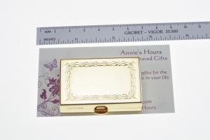 Custom Engraved Personalized Pill Box Small Rectangular Gold Tone With Double Compartment and Mirror -Hand Engraved
