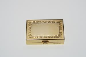 Custom Engraved Personalized Pill Box Small Rectangular Gold Tone With Double Compartment and Mirror -Hand Engraved