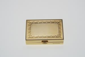 Custom Engraved Personalized Pill Box Small Rectangular Gold Tone With Double Compartment and Mirror  -Hand Engraved