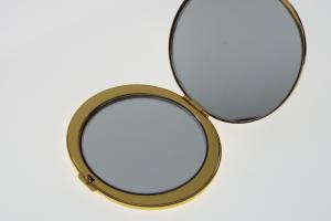 Custom Engraved Flat Compact Mirror Personalized Gold Plated Super Slim Purse Mirror - Hand Engraved
