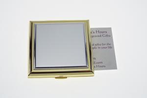 Personalized Compact Mirror Square Two Tone Gold Plated with Silver Top Engraved Purse Mirror  - Hand Engraved
